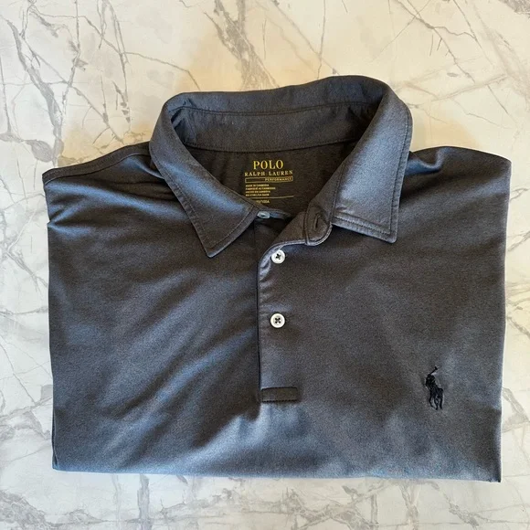 Polo Ralph Lauren Polo Shirt Mens L Charcoal Gray Performance Golf Stretch Shirt - Picture 1 of 4